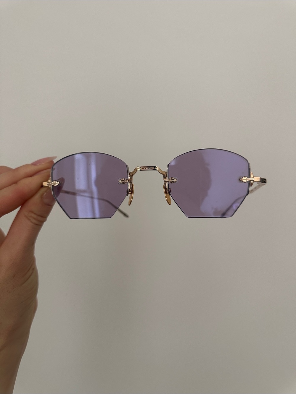 Jacques Marie mage Rimless Purple Lens Sunglasses - Women Accessories